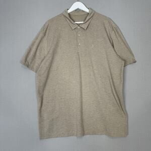 Vuori Knit Twill Polo Shirt Mens XXL Tan Performance Stretch Golf Short Sleeve